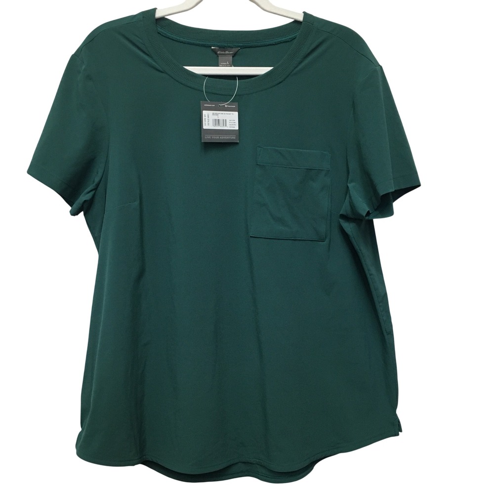 Eddie Bauer Stretch Wicking UPF 50+ Tee Women's Large Green Gorpcore Hiking